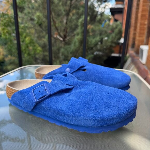 New Birkenstock Boston Soft Footbed Clogs in Ultra Blue Suede US 7 / EUR 38 - Picture 10 of 13